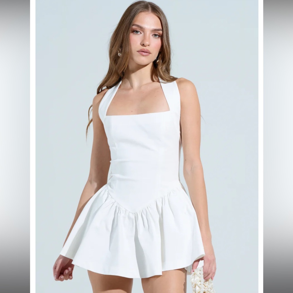 Akira ROSALIA STRETCH LINEN MINI DRESS IN PINK